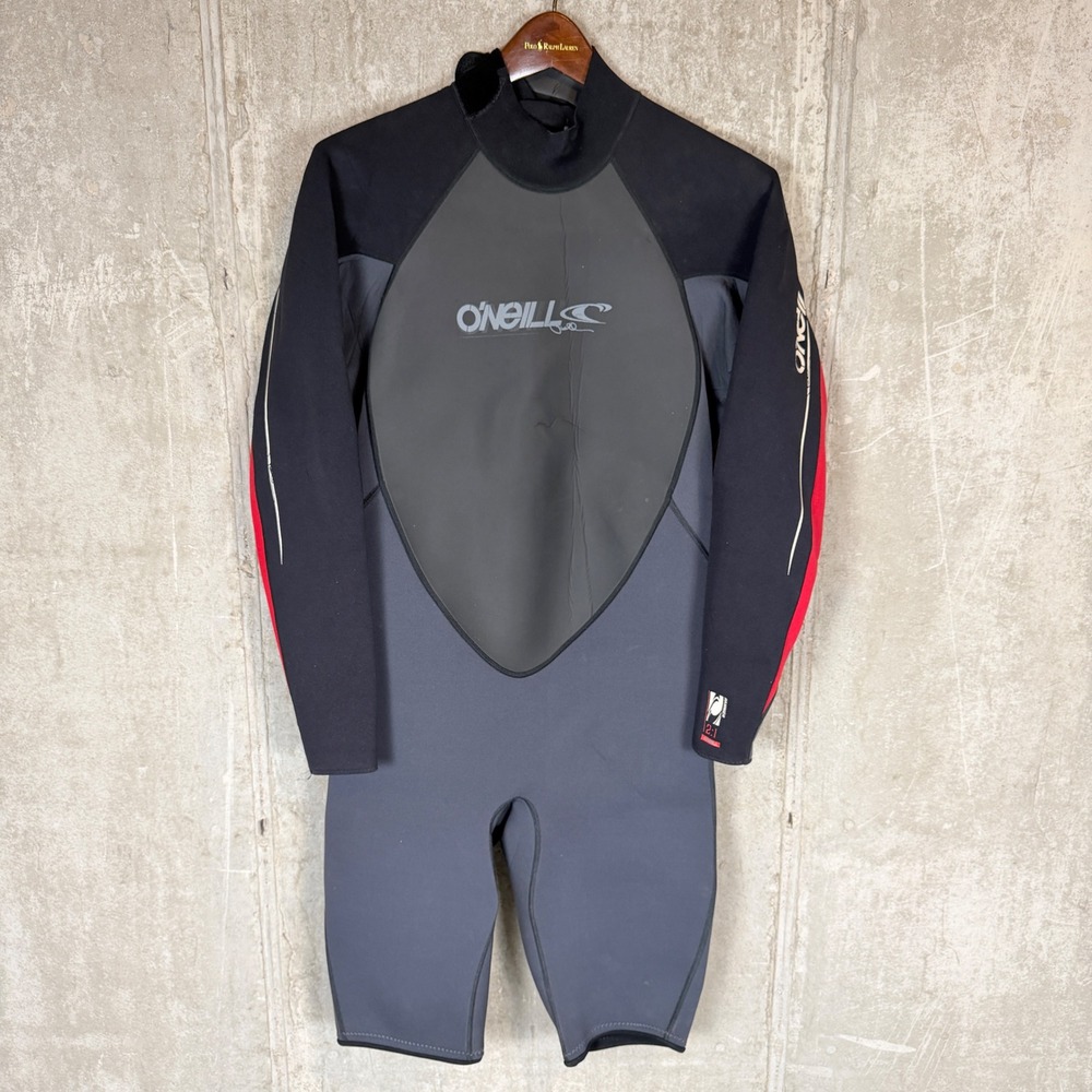 ONeill Mens XL Wetsuit Gray Black Red Long Sleeve Springsuit Style 2287 2:1